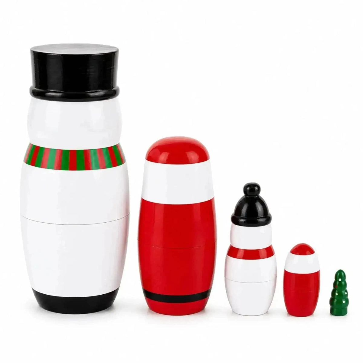 Santa, Snowman & Christmas Tree Wooden Nesting Dolls 5 Inches Cartsfy Inc.