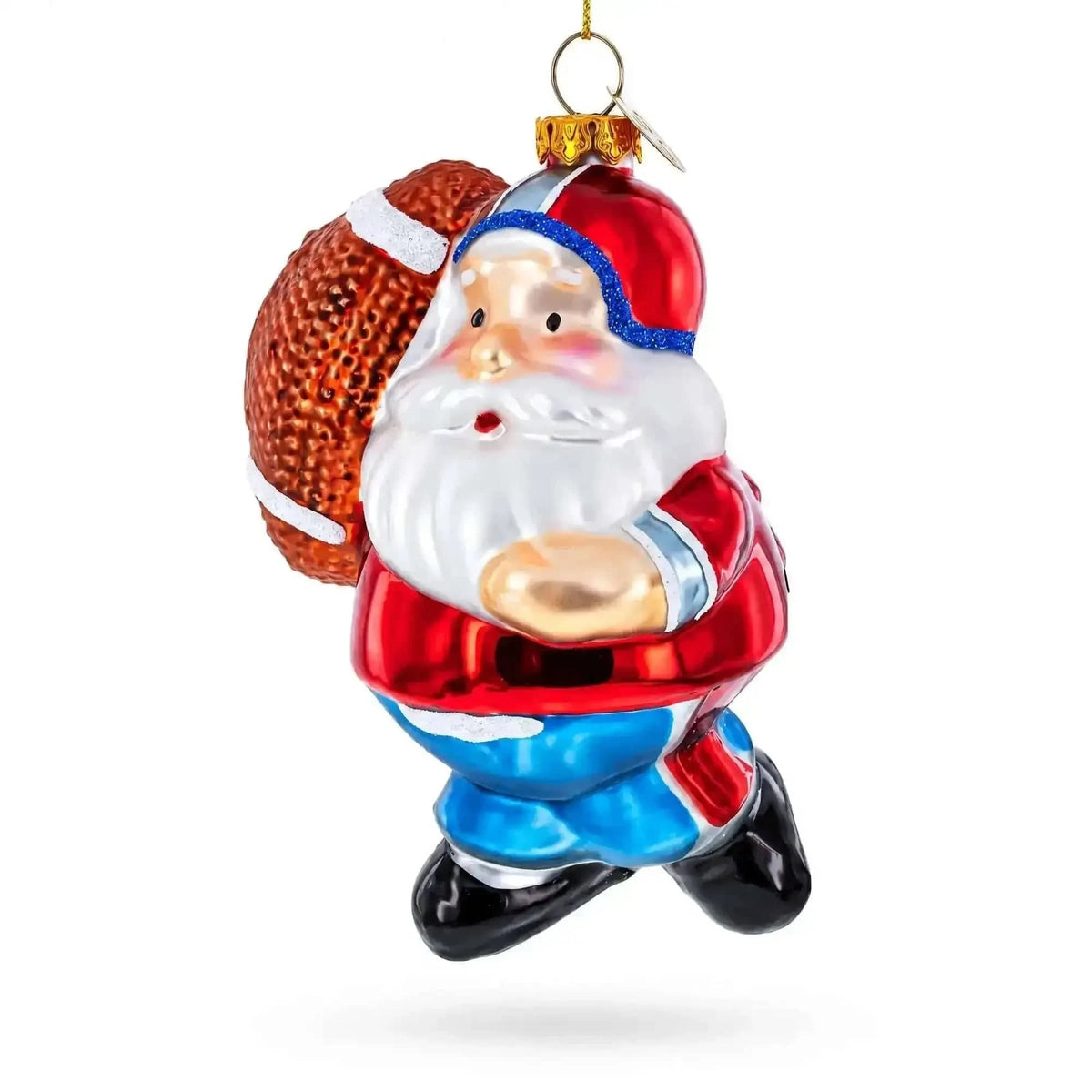 Santa the Football Player Glass Christmas Ornament Cartsfy Inc.
