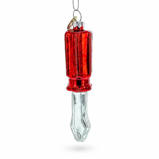 Screwdriver with Red Handle Glass Christmas Ornament Cartsfy Inc.