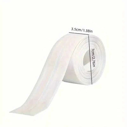 White self-adhesive caulk strip tape roll, 3.5 cm width shown