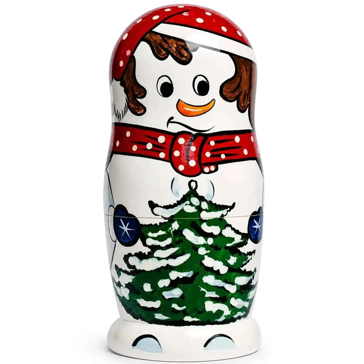 Set of 10 Snowmen with Christmas Tree Wooden Nesting Dolls 10.25 Inches Cartsfy Inc.