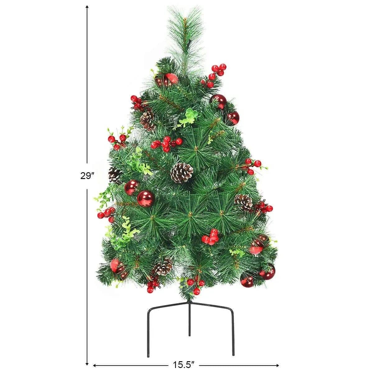 Set of 2 29 Inch Battery Powered Pre-lit Pathway Holiday Christmas Trees Cartsfy Inc.