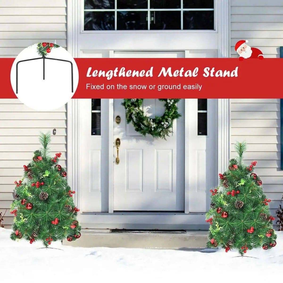 Set of 2 29 Inch Battery Powered Pre-lit Pathway Holiday Christmas Trees Cartsfy Inc.