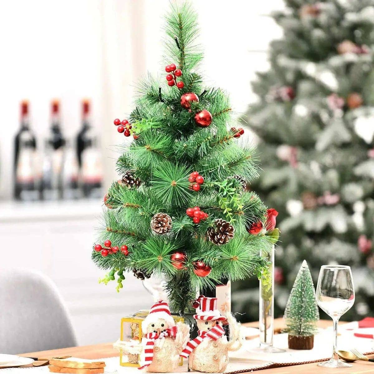 Set of 2 29 Inch Battery Powered Pre-lit Pathway Holiday Christmas Trees Cartsfy Inc.