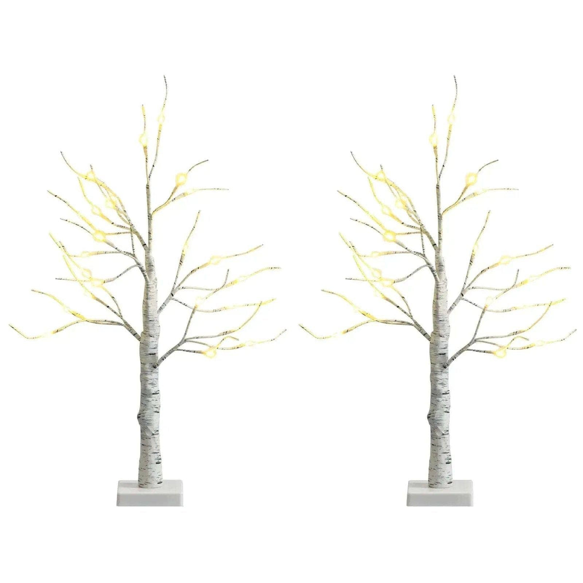 Set of 2 Pre-lit White Twig Birch Tree Battery Powered for Christmas Holiday Cartsfy Inc.