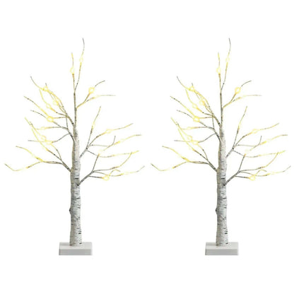 Set of 2 Pre-lit White Twig Birch Tree Battery Powered for Christmas Holiday Cartsfy Inc.