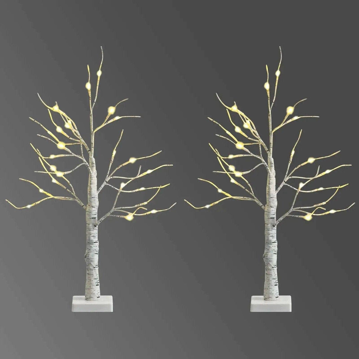 Set of 2 Pre-lit White Twig Birch Tree Battery Powered for Christmas Holiday Cartsfy Inc.