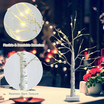 Set of 2 Pre-lit White Twig Birch Tree Battery Powered for Christmas Holiday Cartsfy Inc.