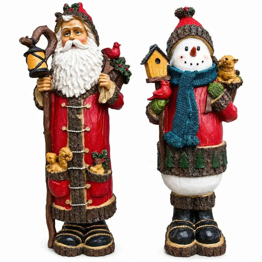 Set of 2 Santa and Snowman Christmas Figurines 18 Inches Cartsfy Inc.
