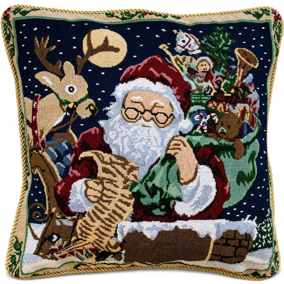 Set of 2 Santa Reading Gifts List Christmas Throw Cushion Pillow Covers BestPysanky Default Title Default Title-