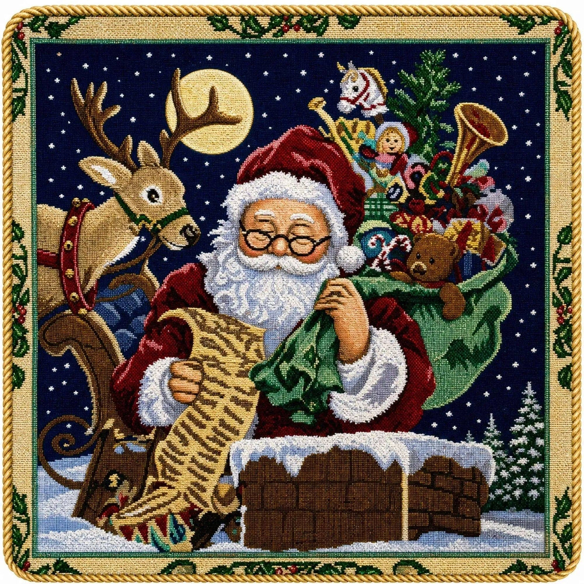 Set of 2 Santa Reading Gifts List Christmas Throw Cushion Pillow Covers BestPysanky Default Title Default Title-