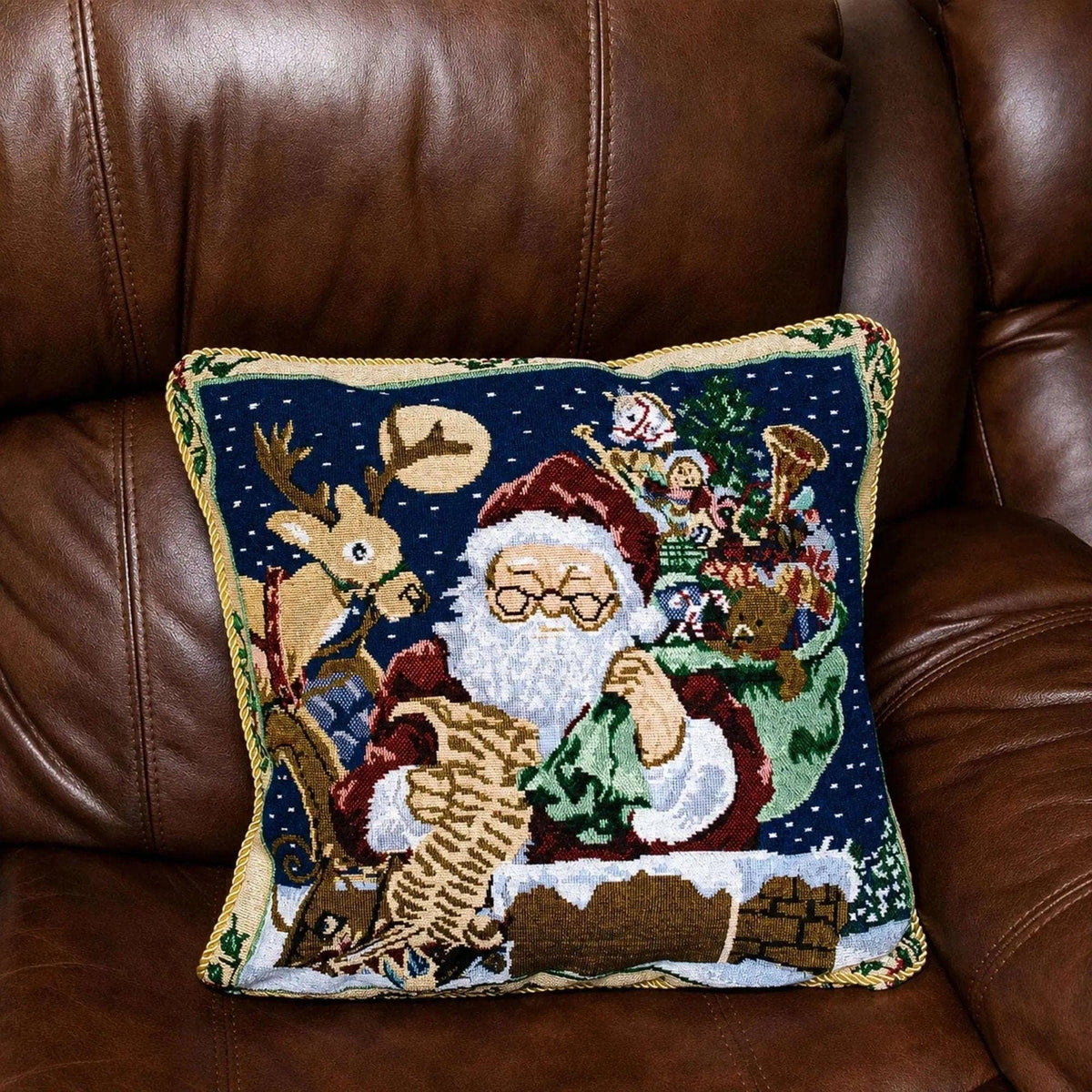 Set of 2 Santa Reading Gifts List Christmas Throw Cushion Pillow Covers BestPysanky Default Title Default Title-