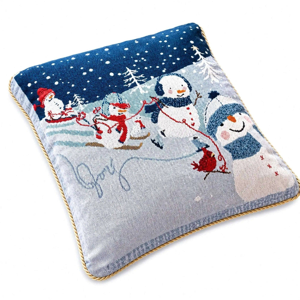 Set of 2 Snowmen Enjoying Winter Sport Parade Christmas Throw Cushion Pillow Covers BestPysanky Default Title Default Title-