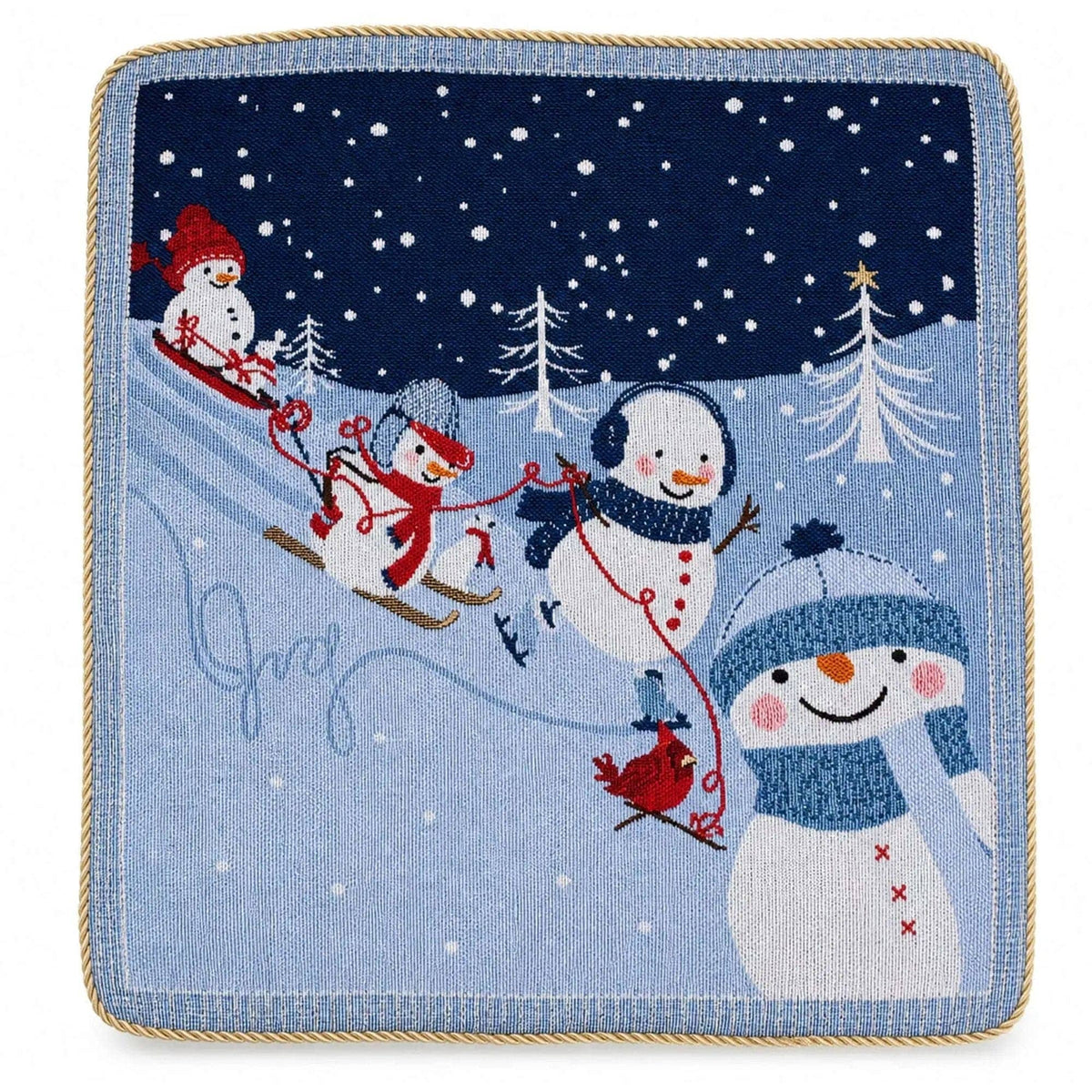 Set of 2 Snowmen Enjoying Winter Sport Parade Christmas Throw Cushion Pillow Covers BestPysanky Default Title Default Title-