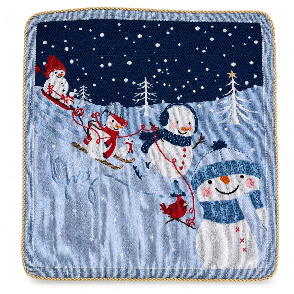 Set of 2 Snowmen Enjoying Winter Sport Parade Christmas Throw Cushion Pillow Covers Cartsfy Inc.