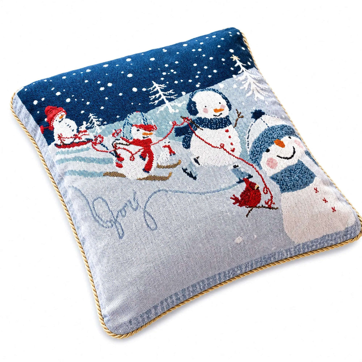 Set of 2 Snowmen Enjoying Winter Sport Parade Christmas Throw Cushion Pillow Covers Cartsfy Inc.