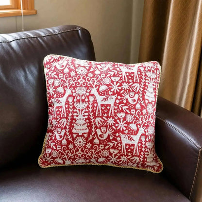Set of 2 White Deer in the Woods Christmas Throw Cushion Pillow Covers Cartsfy Inc.