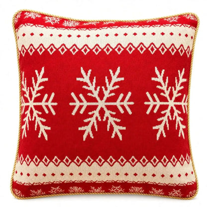 Set of 2 White Snowflakes on Red Christmas Throw Cushion Pillow Covers Cartsfy Inc.