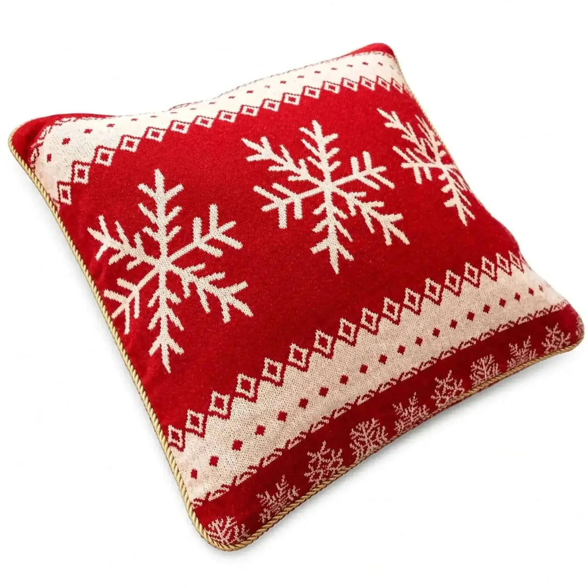 Set of 2 White Snowflakes on Red Christmas Throw Cushion Pillow Covers Cartsfy Inc.