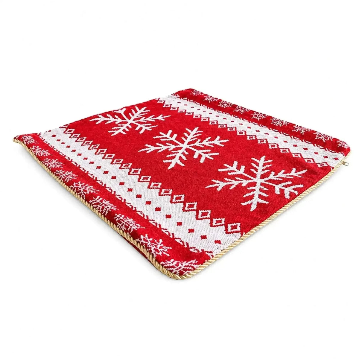 Set of 2 White Snowflakes on Red Christmas Throw Cushion Pillow Covers Cartsfy Inc.