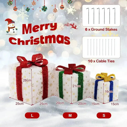 Set of 3 Christmas Lighted Gift Boxes with 48 Bright Warm Lights Cartsfy Inc.