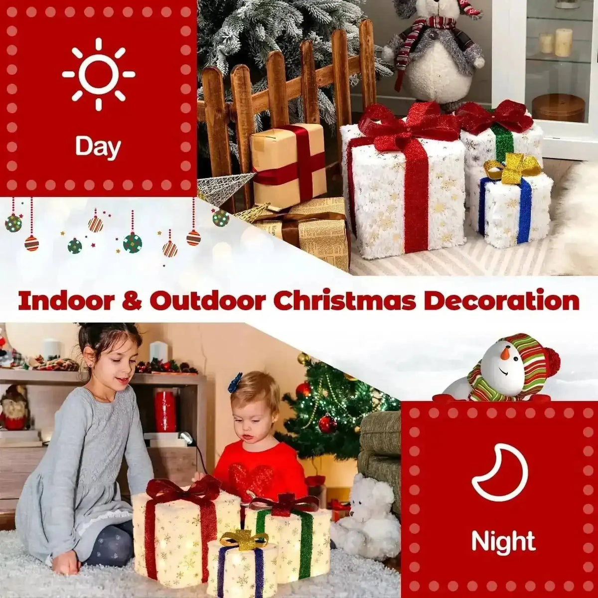 Set of 3 Christmas Lighted Gift Boxes with 48 Bright Warm Lights Cartsfy Inc.
