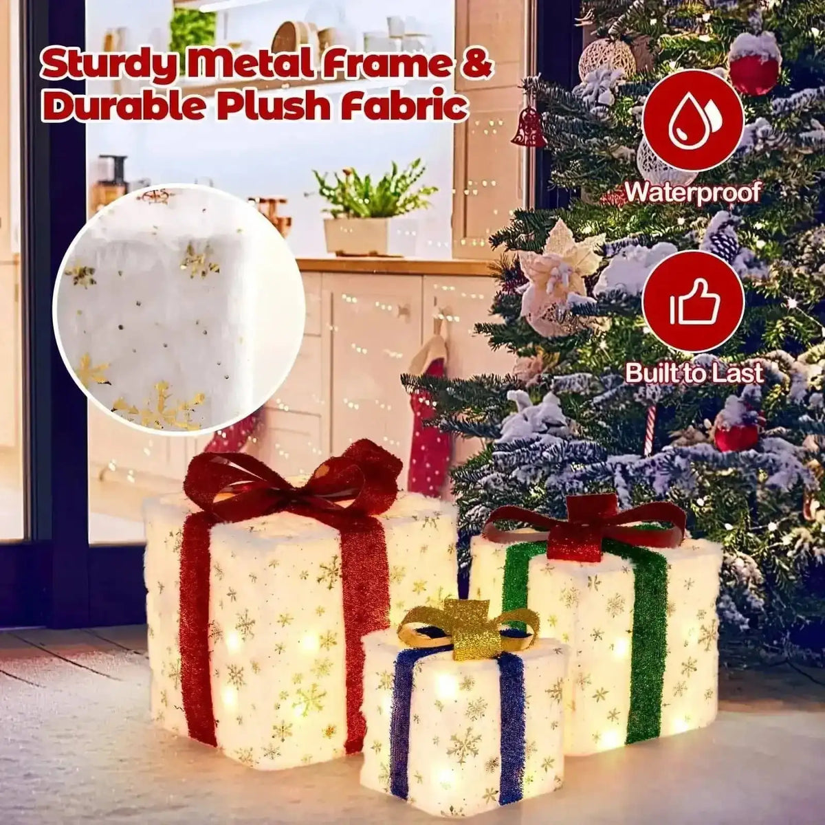 Set of 3 Christmas Lighted Gift Boxes with 48 Bright Warm Lights Cartsfy Inc.