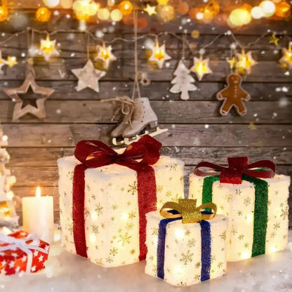Set of 3 Christmas Lighted Gift Boxes with 48 Bright Warm Lights Cartsfy Inc.