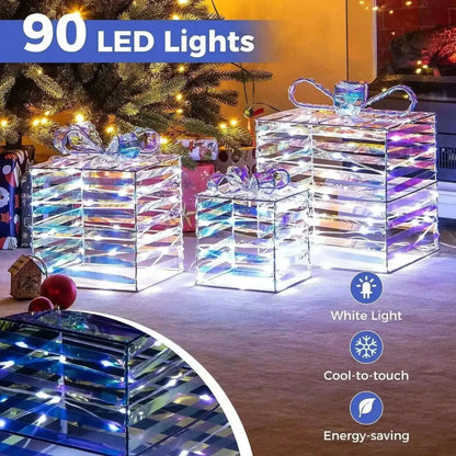 Set of 3 Christmas Lighted Gift Boxes with Bows and Plug Cartsfy Inc.