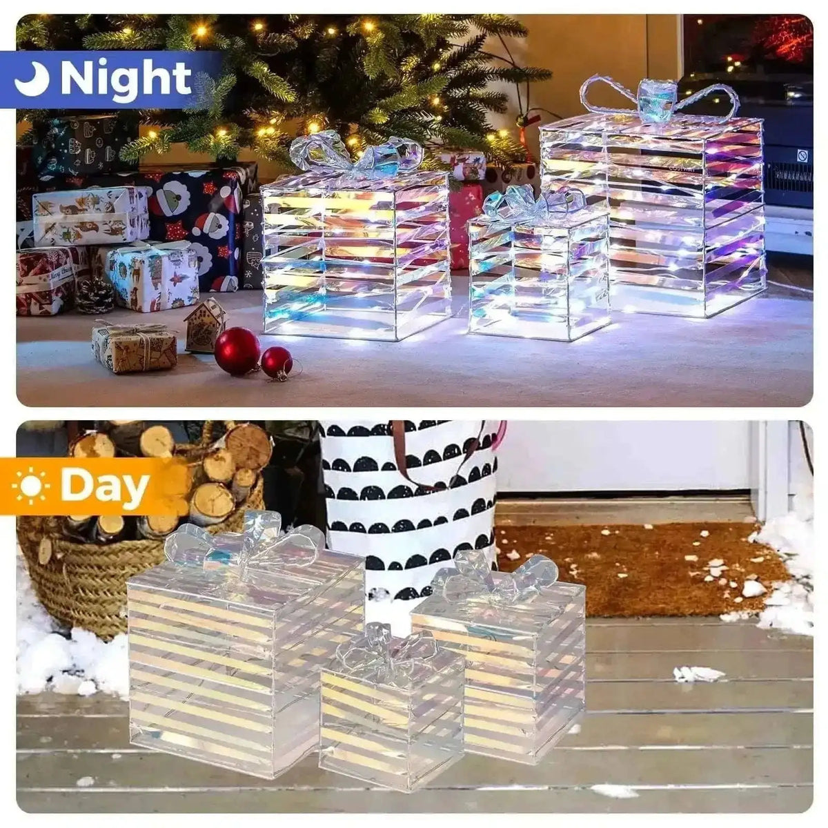Set of 3 Christmas Lighted Gift Boxes with Bows and Plug Cartsfy Inc.