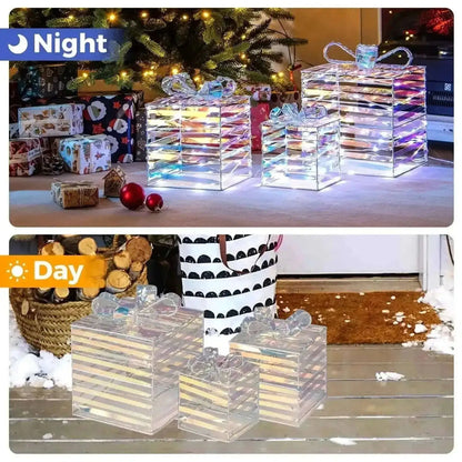 Set of 3 Christmas Lighted Gift Boxes with Bows and Plug Cartsfy Inc.