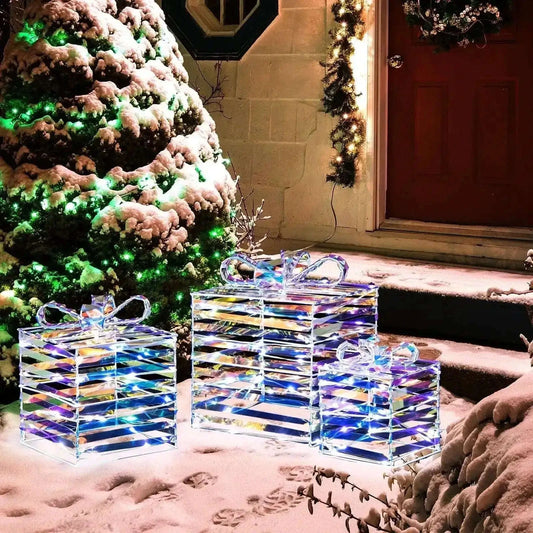 Set of 3 Christmas Lighted Gift Boxes with Bows and Plug Cartsfy Inc.
