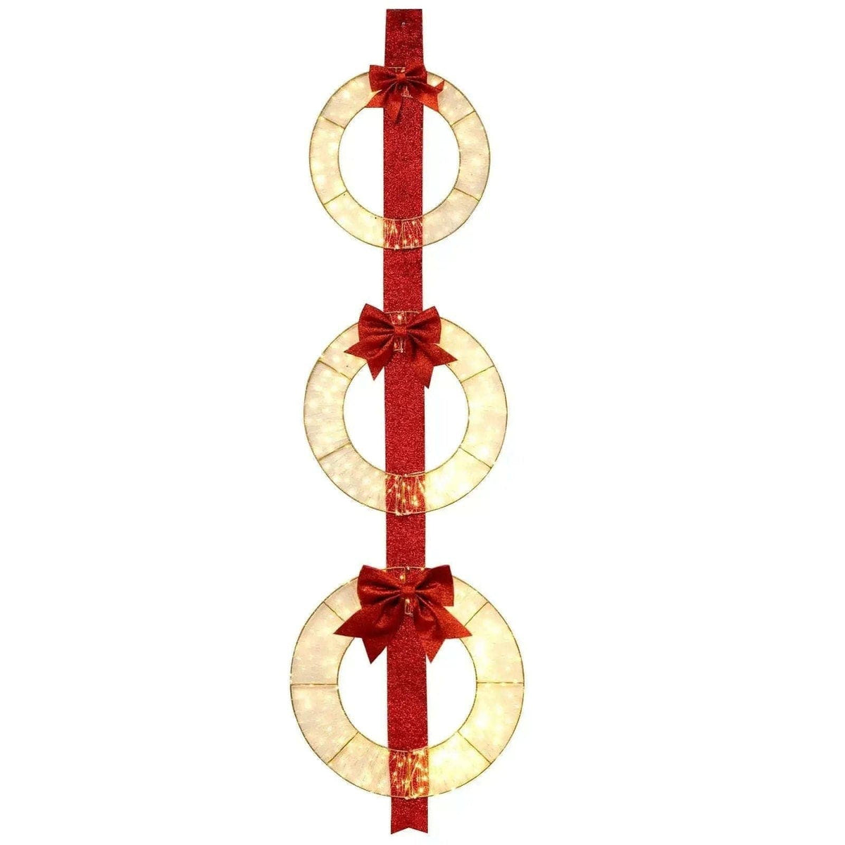 Set of 3 Christmas Lighted Wreaths with Warm White LED Lights and Bows Cartsfy Inc.