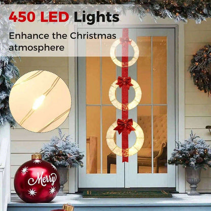 Set of 3 Christmas Lighted Wreaths with Warm White LED Lights and Bows Cartsfy Inc.