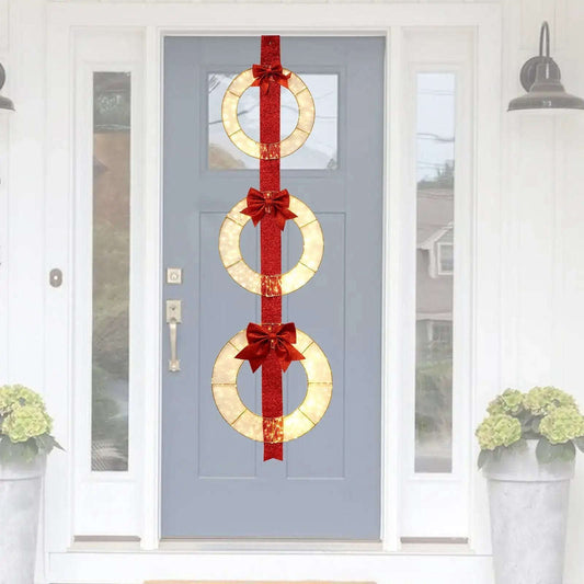 Set of 3 Christmas Lighted Wreaths with Warm White LED Lights and Bows Cartsfy Inc.