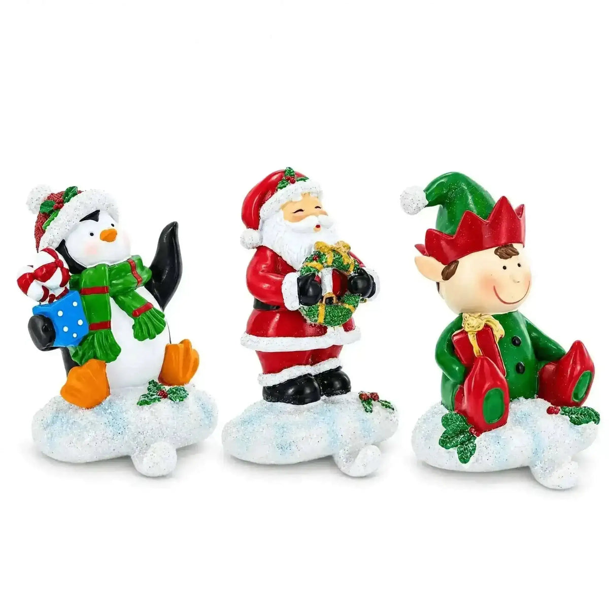 Set of 3 Christmas Stocking Holders - Santa Penguin Elf Mantel Hooks Cartsfy Inc.