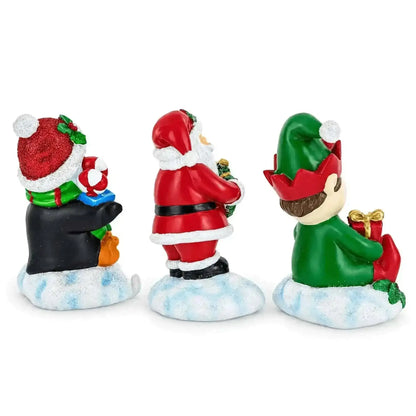 Set of 3 Christmas Stocking Holders - Santa Penguin Elf Mantel Hooks Cartsfy Inc.