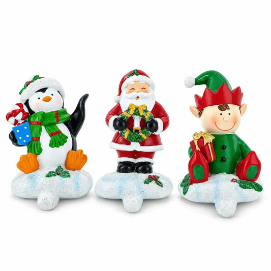 Set of 3 Christmas Stocking Holders - Santa Penguin Elf Mantel Hooks BestPysanky Default Title Default Title-