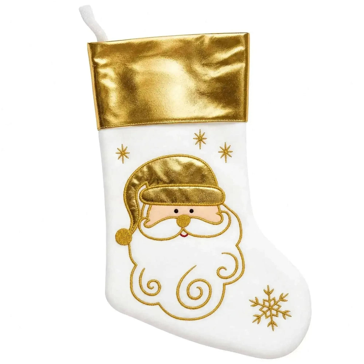 Set of 3 Gold and Silver, on White Felt Santa, Reindeer Christmas Stockings 15 Inches Cartsfy Inc.