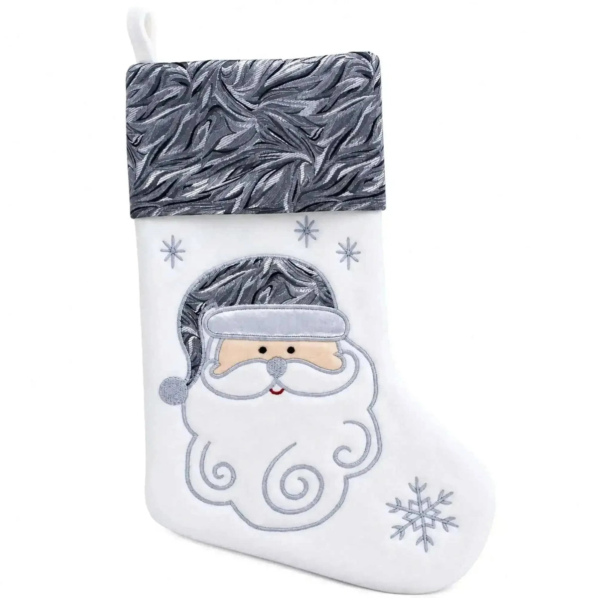 Set of 3 Gold and Silver, on White Felt Santa, Reindeer Christmas Stockings 15 Inches Cartsfy Inc.