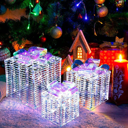 Set of 3 Iridescent Christmas Gift Box with Iridescent Bows Cartsfy Inc.