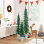 Set of 3 Potted Artificial Christmas Tree with Silver Metal Buckets