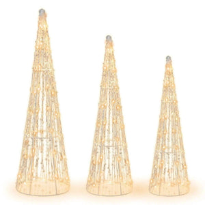 Set of 3 Pre-lit Christmas Cone Trees with Star Strings Cartsfy Inc.