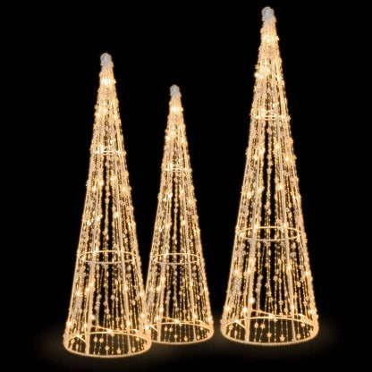 Set of 3 Pre-lit Christmas Cone Trees with Star Strings Cartsfy Inc.