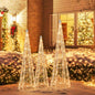 Set of 3 Pre-lit Christmas Cone Trees with Star Strings Cartsfy Inc.
