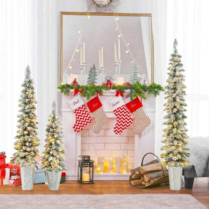 Set of 3 Pre-Lit Snow Flocked Artificial Christmas Trees witrh 423 Branch Tips Cartsfy Inc.