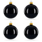 Set of 4 Glossy Black Glass Ball Christmas Ornaments 4 Inches (003) Cartsfy Inc.