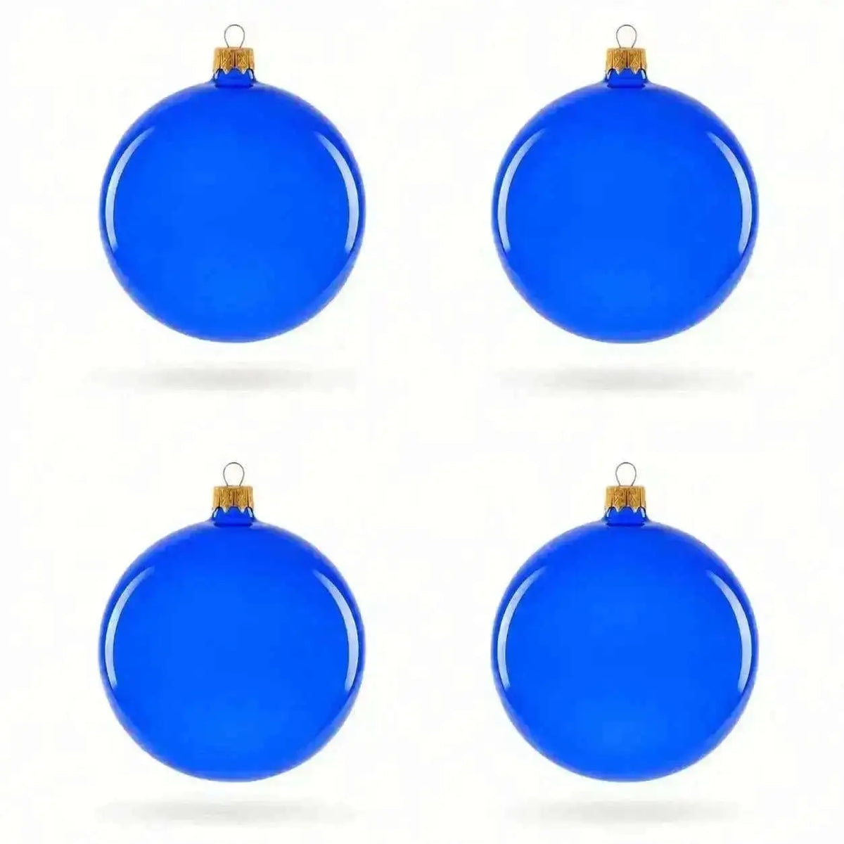 Set of 4 Translucent Glossy Blue Glass Ball Christmas Ornaments (016) Cartsfy Inc.