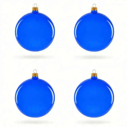 Set of 4 Translucent Glossy Blue Glass Ball Christmas Ornaments (016) Cartsfy Inc.