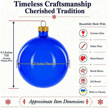 Set of 4 Translucent Glossy Blue Glass Ball Christmas Ornaments (016) Cartsfy Inc.